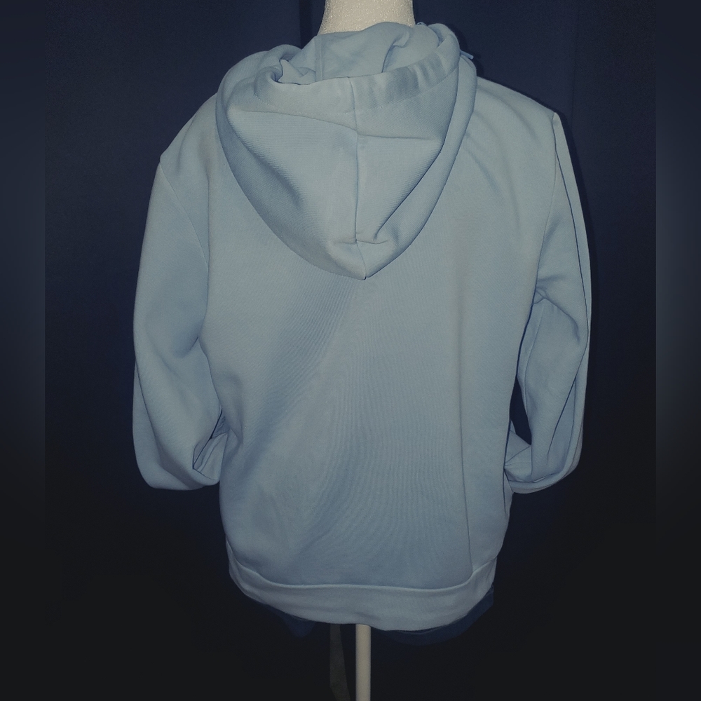 Adidas Powder Blue Hooded Sweatshirt - Picture 4 of 12